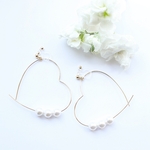  swarovsk  pearl heart...　ゆれるピアス/樹脂ノンホールピアス（イヤリング）gold