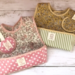 オーダー品☆名入れお食事エプロン名札セット＊リバティ＊お花柄＊かわいい♡