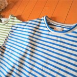 フレンチＴシャツ　Ｍ　パネルボーダー「ネイビー×レッド」