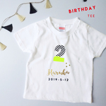 大人サイズあり/ネオン数字の誕生日Tシャツ♡cascade+neon 蛍光イエロー お名前＆年齢&お誕生日入り♡ バースデーTシャツ