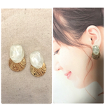 new新作☆クリア水面カボション ×ペイズリー　ピアス/イヤリング　上品　高見え