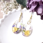 ゆらり＊お花のオーバルピアス/イヤリング　yellow×purple