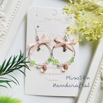 ピンクリボンフープ ピアス イヤリング