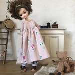 リカちゃん服＊お花のワンピ・くすみピンク