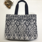 【専用】symphony・light grayのA4横トートバッグ 　ネイビー・11号帆布（片面全面）