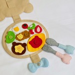 くまさんのボタン練習☆お弁当☆ベージュ×水色リボン