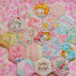 hana*ハンドメイド★ハローベイビーヘキサゴンパッチワークマット♪pink