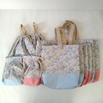 【um168様専用】水色花柄 レッスンバッグ&上靴入れ&体操服入れ 3点セット