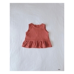 【tops (frill and flower) 】ベビー　トップス　かわいい　花　テラコッタ　フリル　春　夏　秋