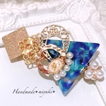 ゴールドプレート　マーブルバレッタ