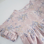 80～130㎝ ワンピース　花柄  袖フリル  ラベンダー＊ 子供服 ＊ キッズ＊ 受注製作  出産祝い