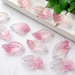 New！20個★ガラスの花びらビーズ　ラズベリー　花　すりガラス
