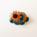 七宝焼き ブローチ   太陽 月 七宝焼  sun & moon