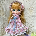 ネオブライスアウトフィット　クラシカル春ワンピ、ヘッドドレスセット　ブライス服　着せ替え服16