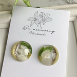 【今だけ送料無料】.*･ﾟ押し花×クリーム レジン ピアス イヤリング.ﾟ･*.