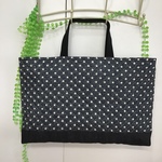 【完成品】W45cm×30cm ★ 杢 濃いグレー アイボリー星柄★ 椅子の背にかけられる 大きめ レッスンバッグ 小学校