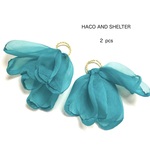 ２pcs★chiffon petal tassel・emerald（ シフォンタッセルチャーム）