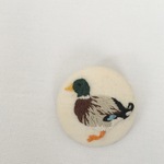 マガモの刺繍ブローチ