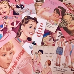 (再販×4)レトロアメリカンのポストカード(pink)＊葉書＊コラージュ素材＊メッセージカードにも♪