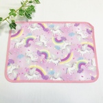 園児用 25×35 夢カワ ピンク ペガサスと虹柄 パステルカラー ランチョンマット ピンク 縁どり