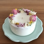 ピンクのお花のケーキキャンドル　