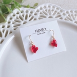 【再販】ミニハート♡クリアレッドピアス/イヤリング サージカルステンレス nonoacs ✽ 赤 小ぶり 軽い 小さな