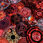 (再販×4)魔法陣とペンタクル(red)＊ジャンクジャーナル＊コラージュ素材＊コラージュペーパー
