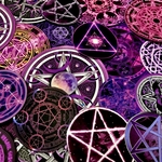 (再販×5)魔法陣とペンタクル(purple)＊ジャンクジャーナル＊コラージュ素材＊コラージュペーパー