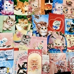 (再販×3)ニャンコの紙モノセットM＊コラージュ素材＊コラージュペーパー＊ジャンクジャーナル