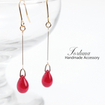 揺れるチェコドロップ~RED~(509) ピアス/イヤリング/ノンホールピアス/樹脂ピアス
