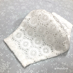 裏側抗菌防臭ダブルガーゼ☆立体マスク　カットワーク花柄刺繍レース　オフ白色