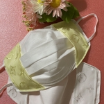 ☆完成品☆不織布が見えるマスクカバー　クレンゼ×モノグラム柄　イエロー　春夏仕様