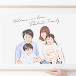 大切な家族写真で作る【水彩似顔絵風 ウェルカムボード】
