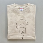 「こいぬのマルチーズ」手描きデザイン半袖Tシャツ　カラー/ニュアンスベージュ（5.6oz）Mサイズのみ