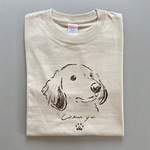 「ダックスフンド」手描きデザイン半袖Tシャツ　カラー/ニュアンスベージュ（5.6oz）Mサイズのみ