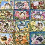 (再販×9)ニャンコの紙モノセットR＊コラージュ素材＊コラージュペーパー＊ジャンクジャーナル