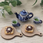 ミニチュア小倉トーストと抹茶のセット