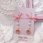 【一点物】ゆらゆらハートスワロフスキーピアス(イヤリング)