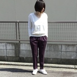 ちょい長テーパードパンツ  ダークパープル
