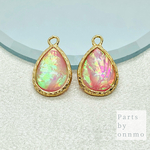 【再販】2pcs・オパール風ドロップチャーム（ピンク）e-56