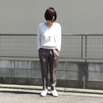 リネンのテーパードパンツ   カフェオレ