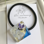 【今だけ送料無料】.*･ﾟ押し花×ブルー レジン ヘアゴム.ﾟ･*.