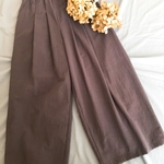 SALE セール　チャコールグレー　コットンリネンのサーカスパンツ　夏パンツ