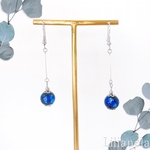 海色ホタルガラスのフックピアス／イヤリング