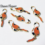 【D-0289】8pcs　ネコ　32×10mm　オレンジ　チャーム
