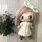 着せ替え〈2点セット〉ෆ̈ ハッピードール　イーマリー　(リボン・レース付き半袖ワンピース) 白　生成り　リボン