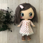 着せ替え〈2点セット〉ෆ̈ ハッピードール　イーマリー　(くるみパッチンピン・レース付きワンピース) 赤　水玉　くるみ　パッチンピン