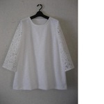 ★sale★綿混ニット＋レース・オフホワイトチュニック
