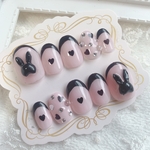 量産型　うさぎ　黒フレンチ　ハート　ホログラム