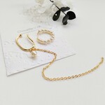 ロングチェーン＆ナチュラルパール２個セット♡イヤーカフ  片耳ゴールドカラー